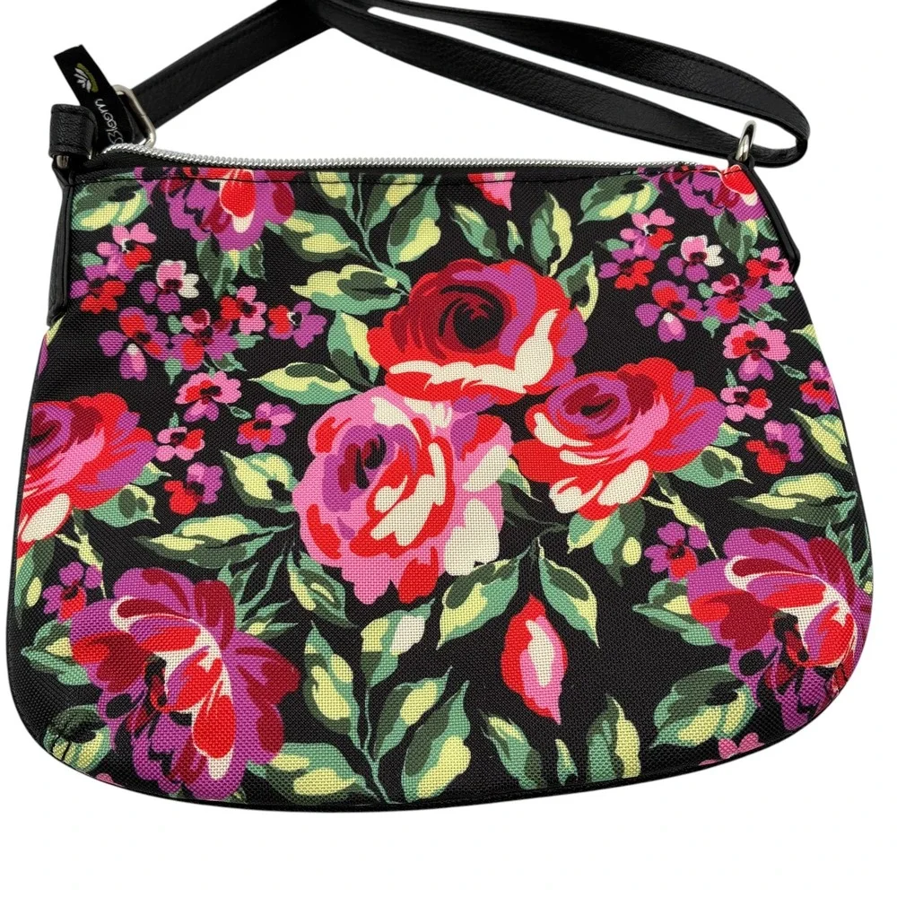 Lily Bloom Floral Crossbody Bag Black Pink Recycled‎ Polyester Small Purse